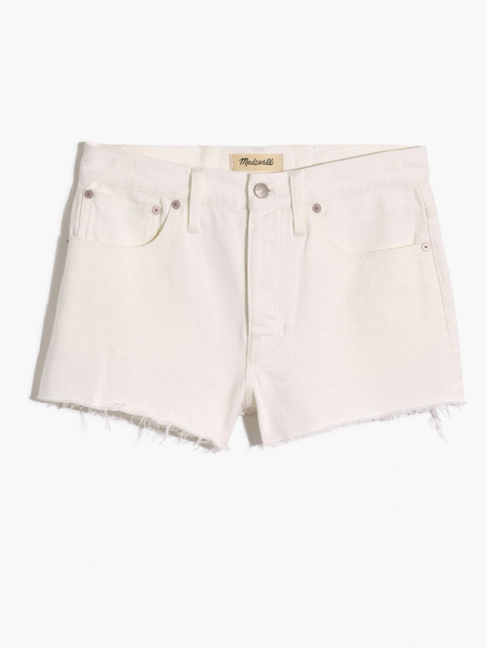 Madewell Relaxed Denim Shorts in Tile White with Raw Hem Size 31